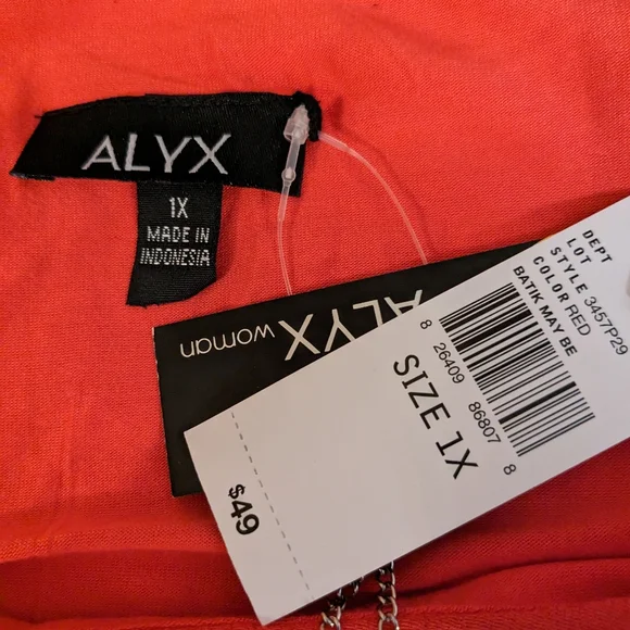 🆕 Alyx sleeveless top, plus size 1X, NEW with tags. Red ruffled - Picture 7 of 10